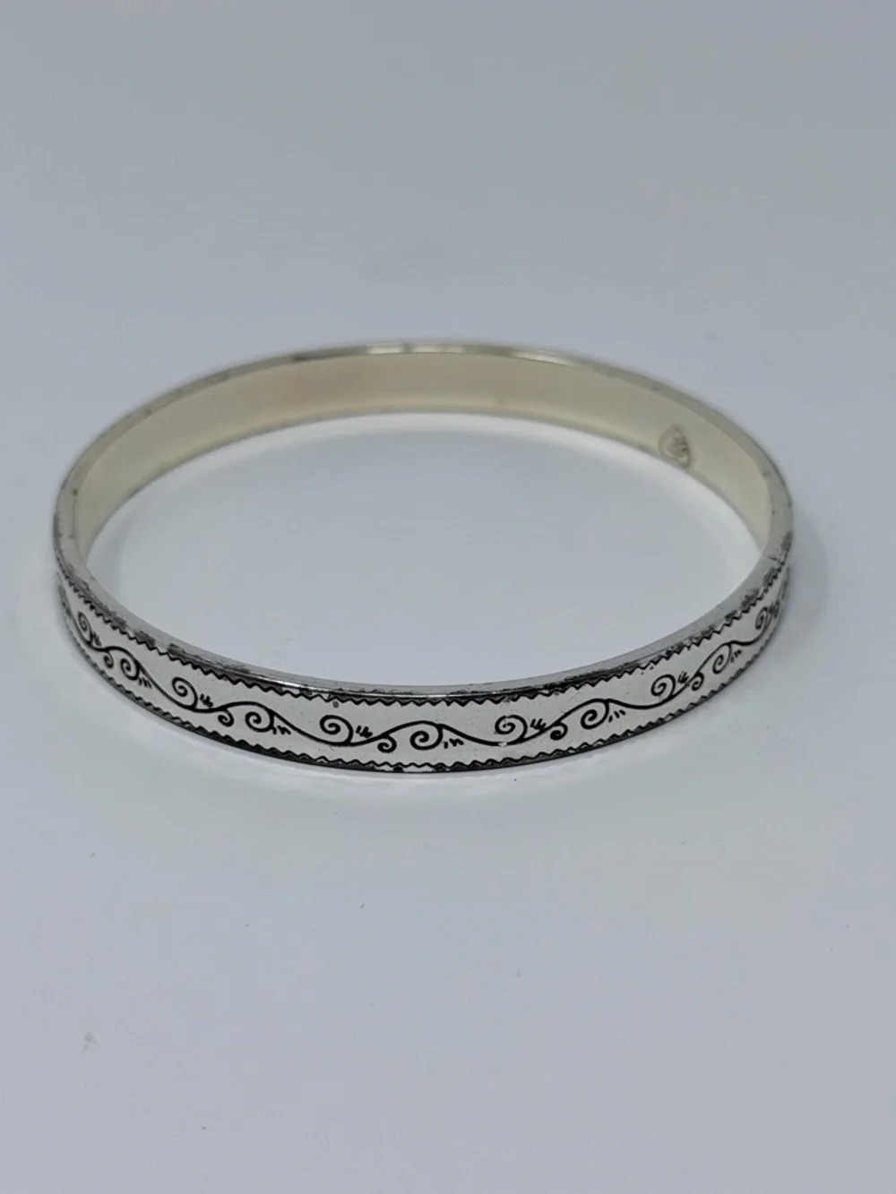 Brighton Silver Tone Scroll Etched Classic Stackable Bangle Bracelet